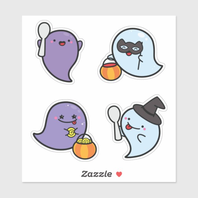 Spooky Halloween Kawaii Ghosts Pegatina Pack (Hoja)