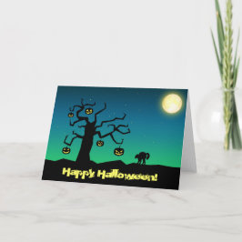 Spooky Halloween Pumpkin Tree - Tarjeta de saludo