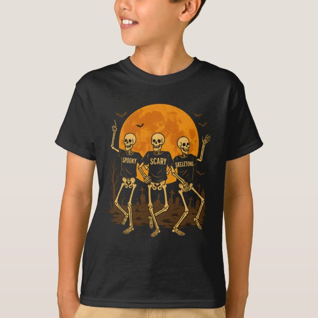 Spooky Scary Skeletons Camiseta Halloween - Baile (Anverso)