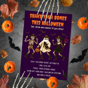 Spooky Skeleton Halloween Invitación