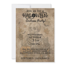 Spooky Skeleton Halloween Party Invitación