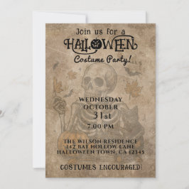 Spooky Skeleton Halloween Party Invitación