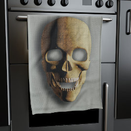 Spooky Skeleton Skull Halloween Kitchen Toalla