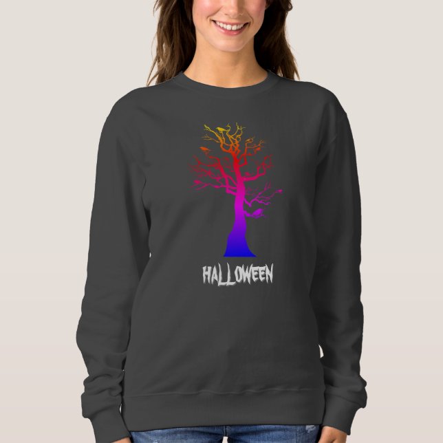 "Spooky Sweater Style: Moda de árbol de Halloween" (Anverso)