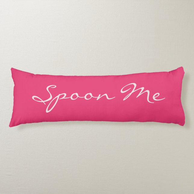 "Spoon Me" nombre personalizado y almohada de cuer (Anverso)