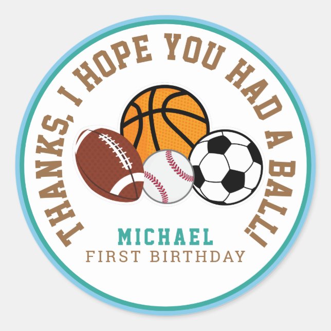 Sport All Star Fiesta Gracias Etiqueta De Favor (Anverso)