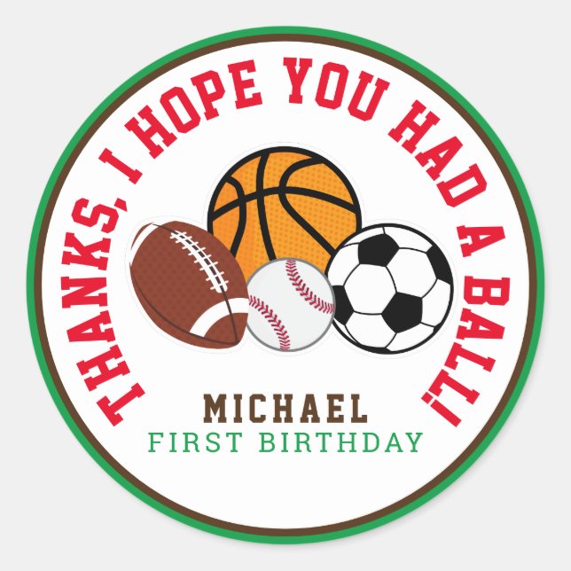 Sport All Star Fiesta Gracias Etiqueta De Favor (Anverso)