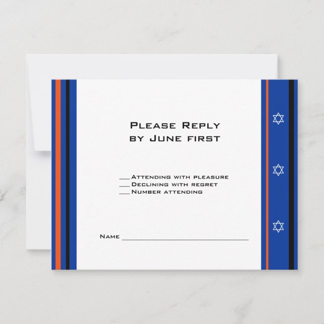Sports Mets Baseball Bar Mitzvah RSVP Card (Anverso)