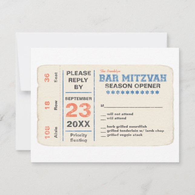 Sports Star Bar Mitzvah RSVP Repetición Tarjeta Az (Anverso)