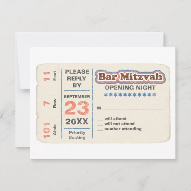Sports Star Bar Mitzvah RSVP Repetición Tarjeta Az (Anverso)