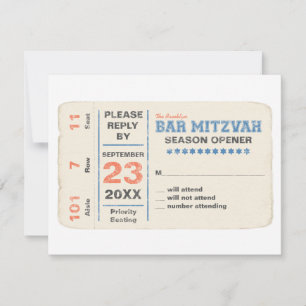 Sports Star Bar Mitzvah RSVP Repetición Tarjeta Az