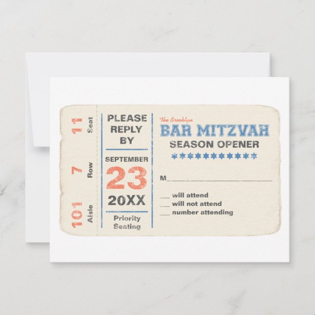 Sports Star Bar Mitzvah RSVP Repetición Tarjeta Az (Anverso)