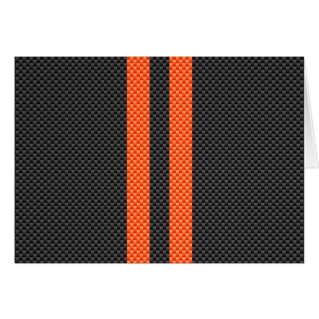 Sporty Vibrant Naranja Stripes Carbon Fiber Style (Anverso (Horizontal))