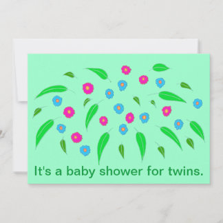 Spray of flowers Twins Baby Shower Invitaciones