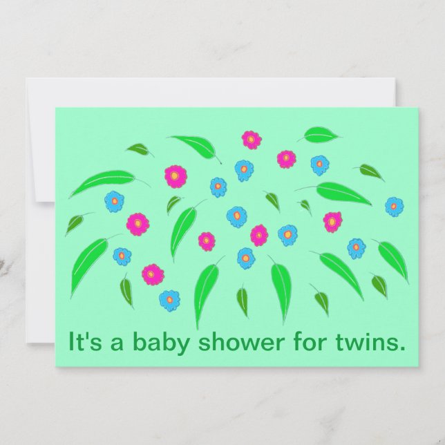 Spray of flowers Twins Baby Shower Invitaciones (Anverso)