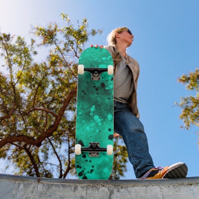 Spray Paint Splatt Effect Skateboard Verde (Exterior 1)