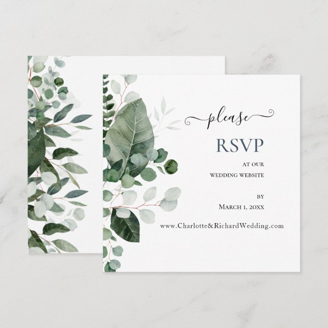 SPRING BEAUTY GREENERY Boda RSVP (Anverso / Reverso)
