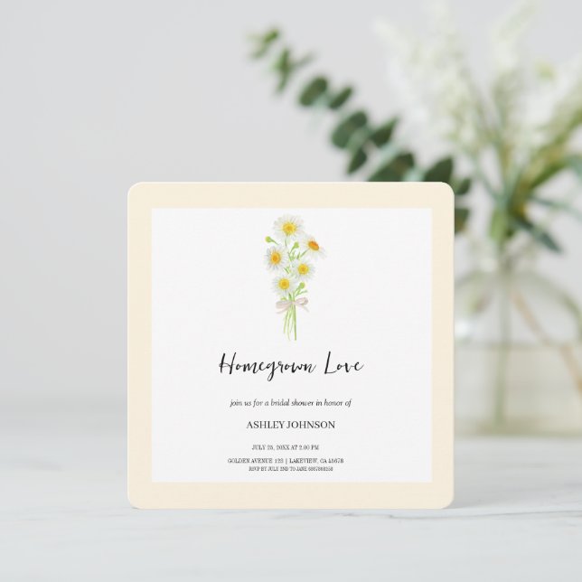 SPRING Chamomile Simple Bridal Shower Invitación (Anverso de pie)