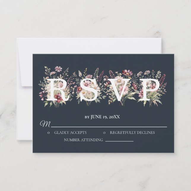 Spring Floral Wedding RSVP card (Anverso)