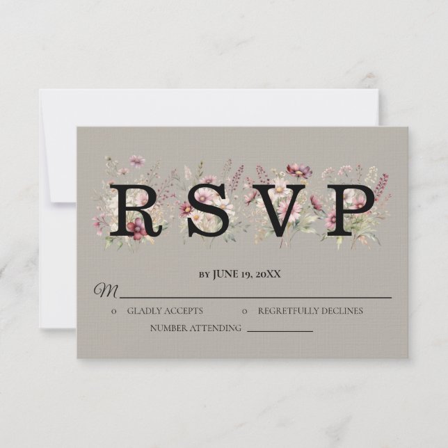 Spring Floral Wedding RSVP card (Anverso)