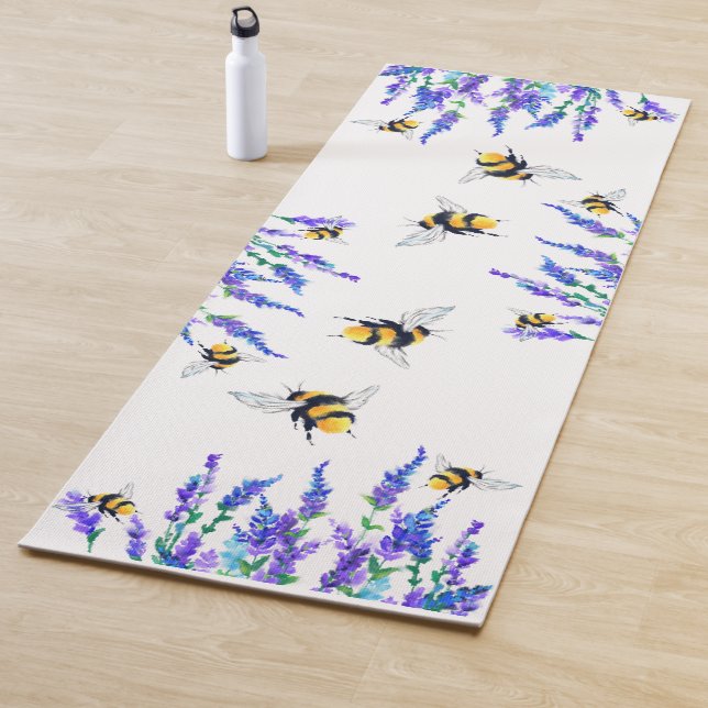 Spring Flowers and Bees Flying Yoga Mat (In situ)