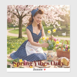 Spring Pin-Up Atrapa el Vibe: Calcomanía de Vinilo