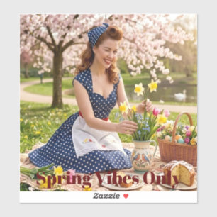 Spring Pin-Up Atrapa el Vibe: Calcomanía de Vinilo