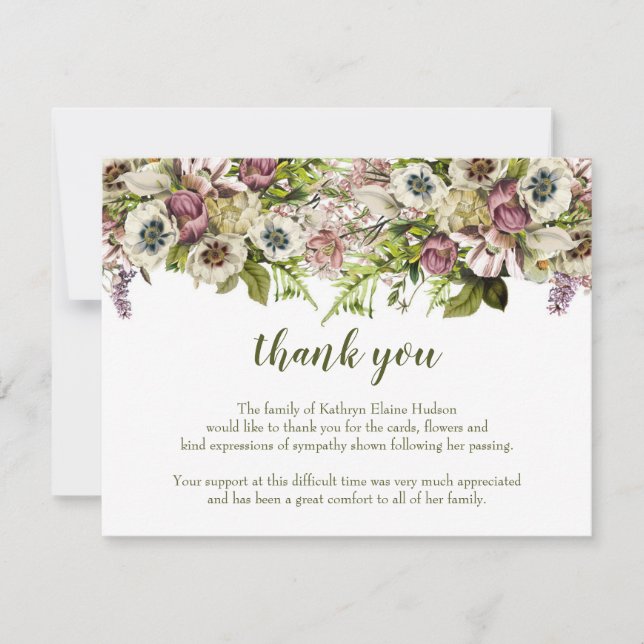 Spring Poppies Gracias Por Su Tarjeta De Compasión (Anverso)