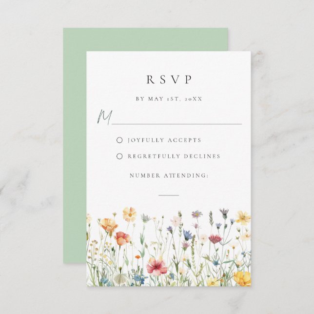 Spring Wildflower Field Wedding RSVP Card (Anverso / Reverso)