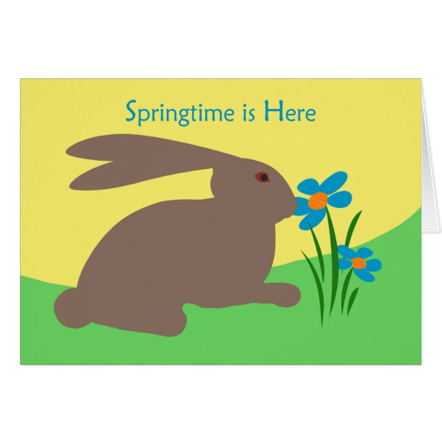Springtime is Here, Rabbit Smelling a Flower (Anverso (Horizontal))