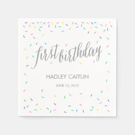 Sprinkle Confetti Primera servilleta de cumpleaños