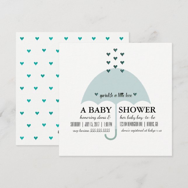 Sprinkle Love Baby Blue Shower Invitación (Anverso / Reverso)