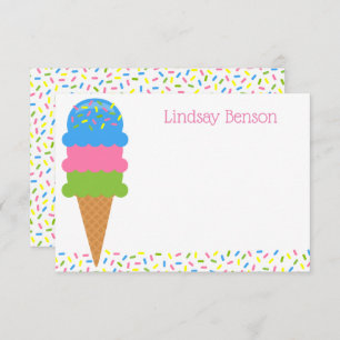 Sprinkles Ice Cream Cone Tarjetas de nota personal