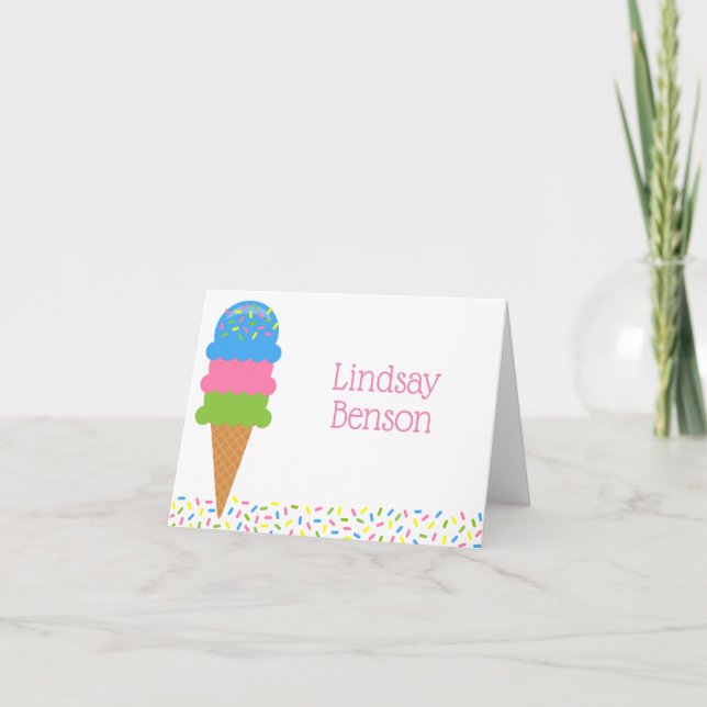 Sprinkles Ice Cream Cone tarjetas de notas doblada (Anverso)