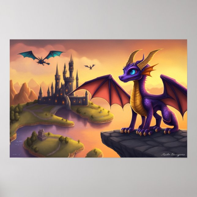 Spyro el pequeño dragón poster de arte de fantasía (Frente)