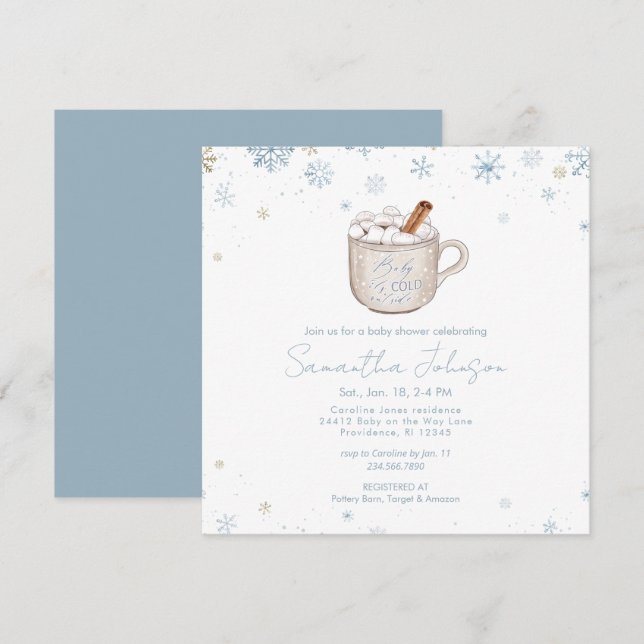 Square Dusty Blue Baby It's Cold Outside Shower (Anverso / Reverso)