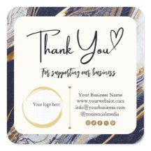 Square Gracias Pegatinas de negocios - Marble Desi