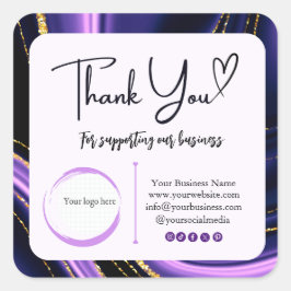 Square Gracias Pegatinas de negocios - Marble Desi