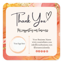 Square Gracias Pegatinas de negocios - Marble Desi