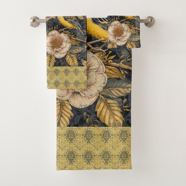 Squirrel and Yellow Canary with Flowers Pattern (In situ)