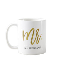 Sr. caligrafía oro taza de café personalizado
