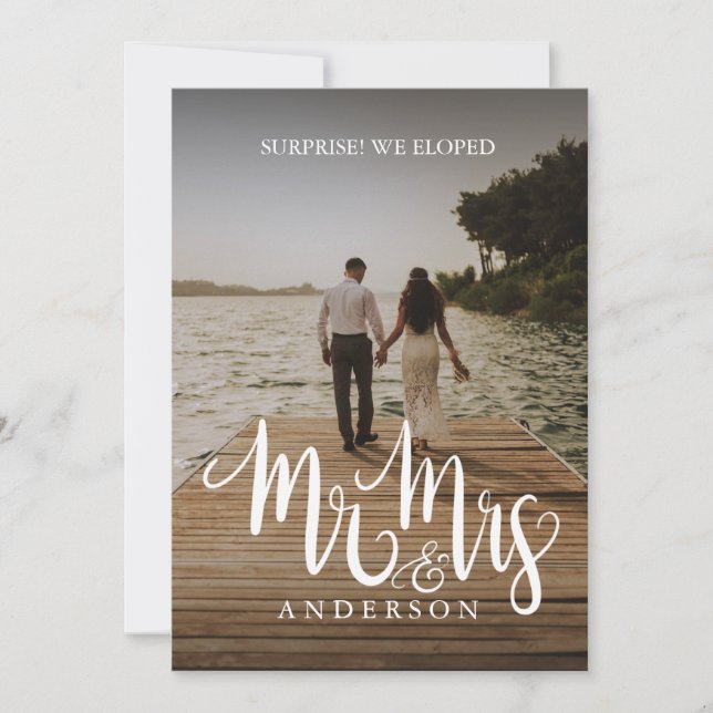 Sr. Eloped Sra. [Apellido] Invitación matrimonial (Anverso)