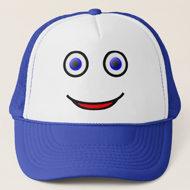 Sr. - gorra feliz del camionero de la cara (azul) (Anverso)