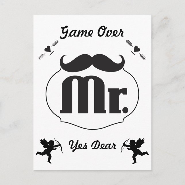 Sr. Groom Mustache Bachelor Party Invitación (Anverso)