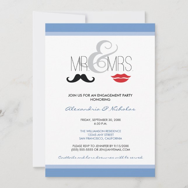 Sr. Invitación a la fiesta de compromiso (lilac) (Anverso)