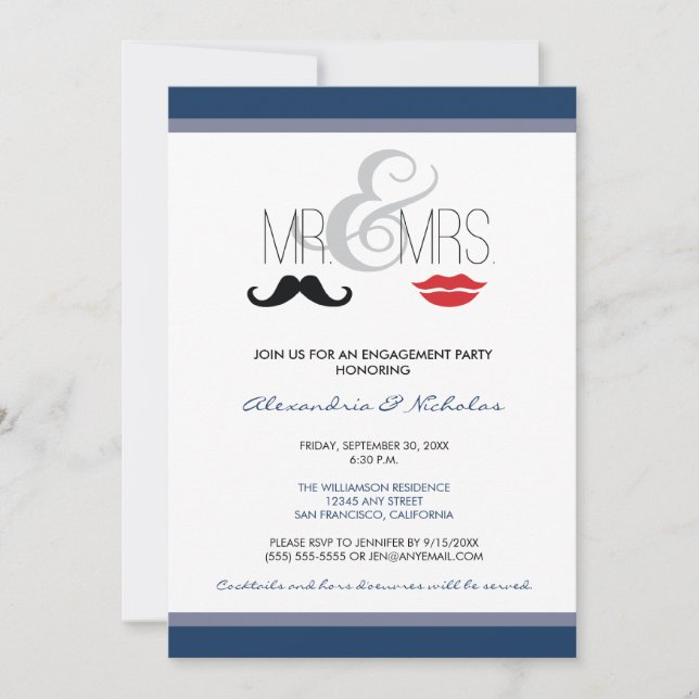 Sr. Invitación a la fiesta de compromiso (marina) (Anverso)