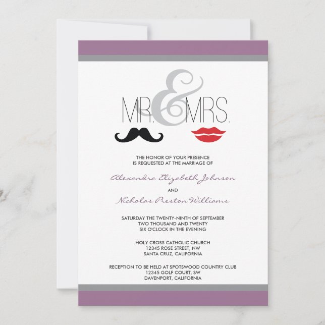 Sr. Invitación a matrimonio con pintalabios (Anverso)