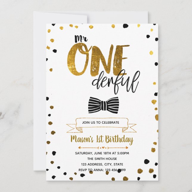 Sr. invitación onederful del cumpleaños (Anverso)