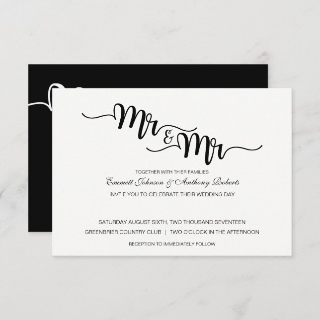Sr. & Mr. Script| Invitaciones a la boda moderna (Anverso / Reverso)