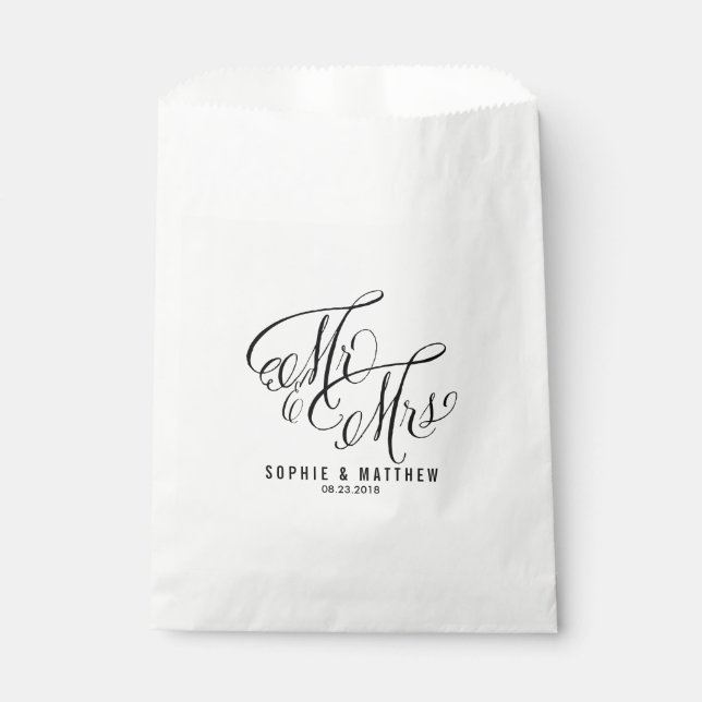 Sr. & Mrs Elegant Script | Bolsas favoritas de bod (Anverso)